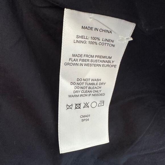 Quince Linen Blazer Womens Small Navy Blue 100% European Linen Structured - Picture 7 of 11